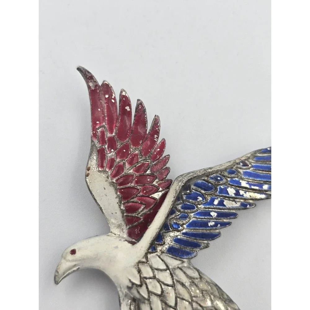 Vintage Patriotic WWII‎ Sweetheart Brooch Red White & Blue Eagle Figural Pot